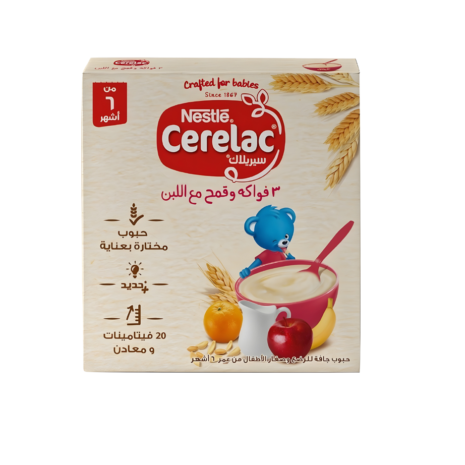 سيريلاك 3 فواكه وقمح مع اللبن -NESTLE-125جم